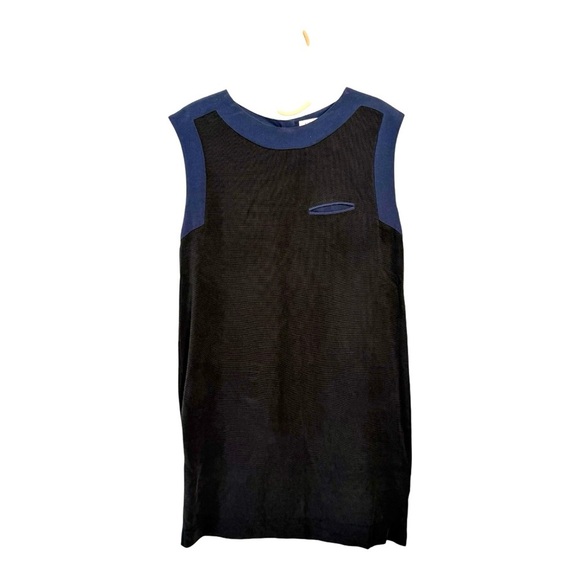 Lacoste Sleeveless Silk Blend Dress Size 40 /Medium Navy & Black Contrast Panel - Picture 1 of 14
